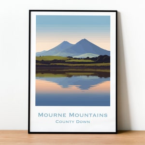 Customisable Mourne Mountains print | County Down poster | Northern Ireland travel print | Ireland housewarming gift | Irish home decor