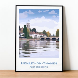 Customisable Henley-on-Thames print | Oxfordshire wall art | English town poster | Home decor gift | Henley poster | UK travel