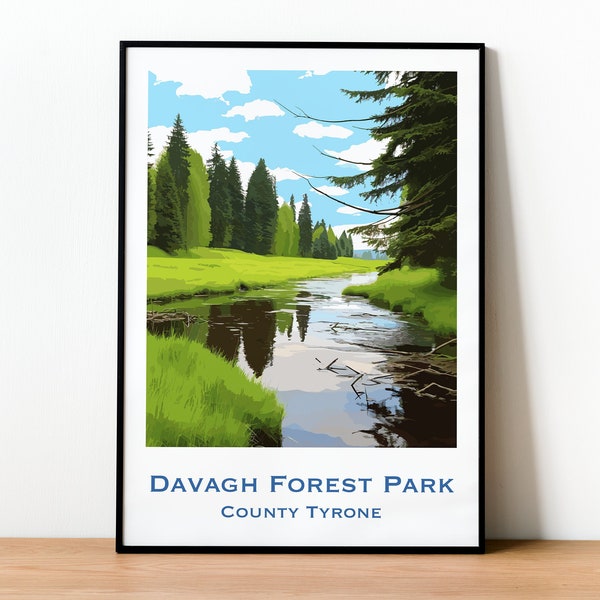 Customisable Davagh Forest Park print | County Tyrone wall art | Northern Ireland countryside poster | Adventure gift | Cookstown