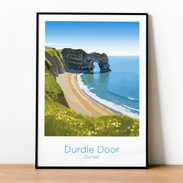 Customisable Durdle Door print | Dorset wall art | England seaside poster | Adventure gift | Jurassic Coast poster | UK travel print