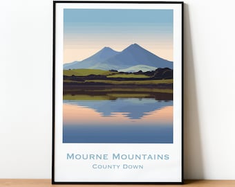 Customisable Mourne Mountains print | County Down poster | Northern Ireland travel print | Ireland housewarming gift | Irish home decor