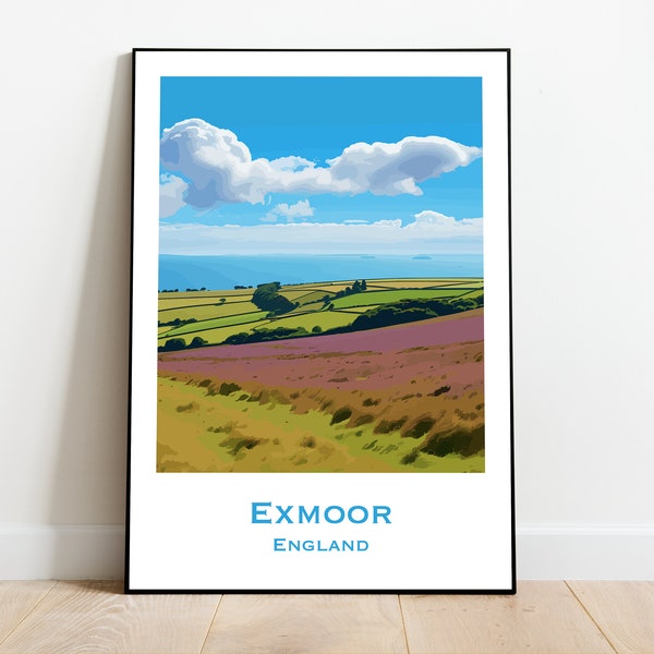 Customisable Exmoor National Park print | Devon travel poster | English travel print | British holiday gift | Countryside home decor