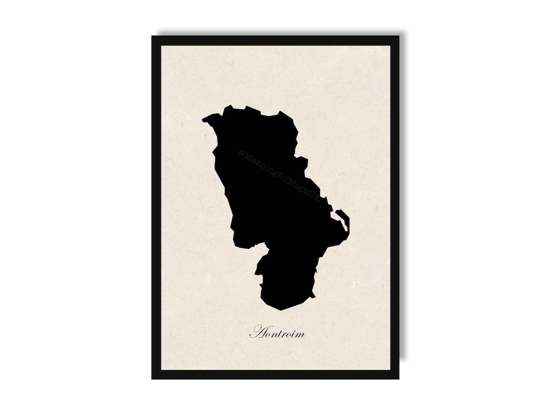 Map of Co Antrim Aontroim Print County Antrim Northern Ireland Minimalist Wall Art House Warming ...