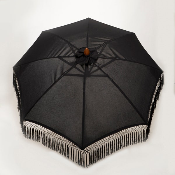 New style Indonesian parasol | Black | Boho Style | Bali style | Ibiza style | garden decoration | 2 Meters | Octagon