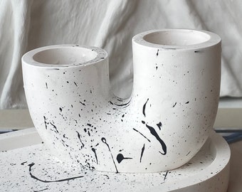 Splash U-Form Jesmonit Kerzenhalter - Terrazzo Kerzenständer - Japandi Decor - Nordisches Design Vase-Vase für Trockenblumen - Skandi-Minimalistisch