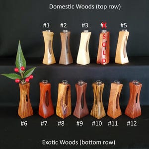 Small Wood Bud Vase, Handcrafted in USA from Domestic & Exotic Hardwoods