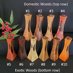 Large Wood Bud Vase, Handcrafted in the USA from Domestic & Exotic Hardwoods