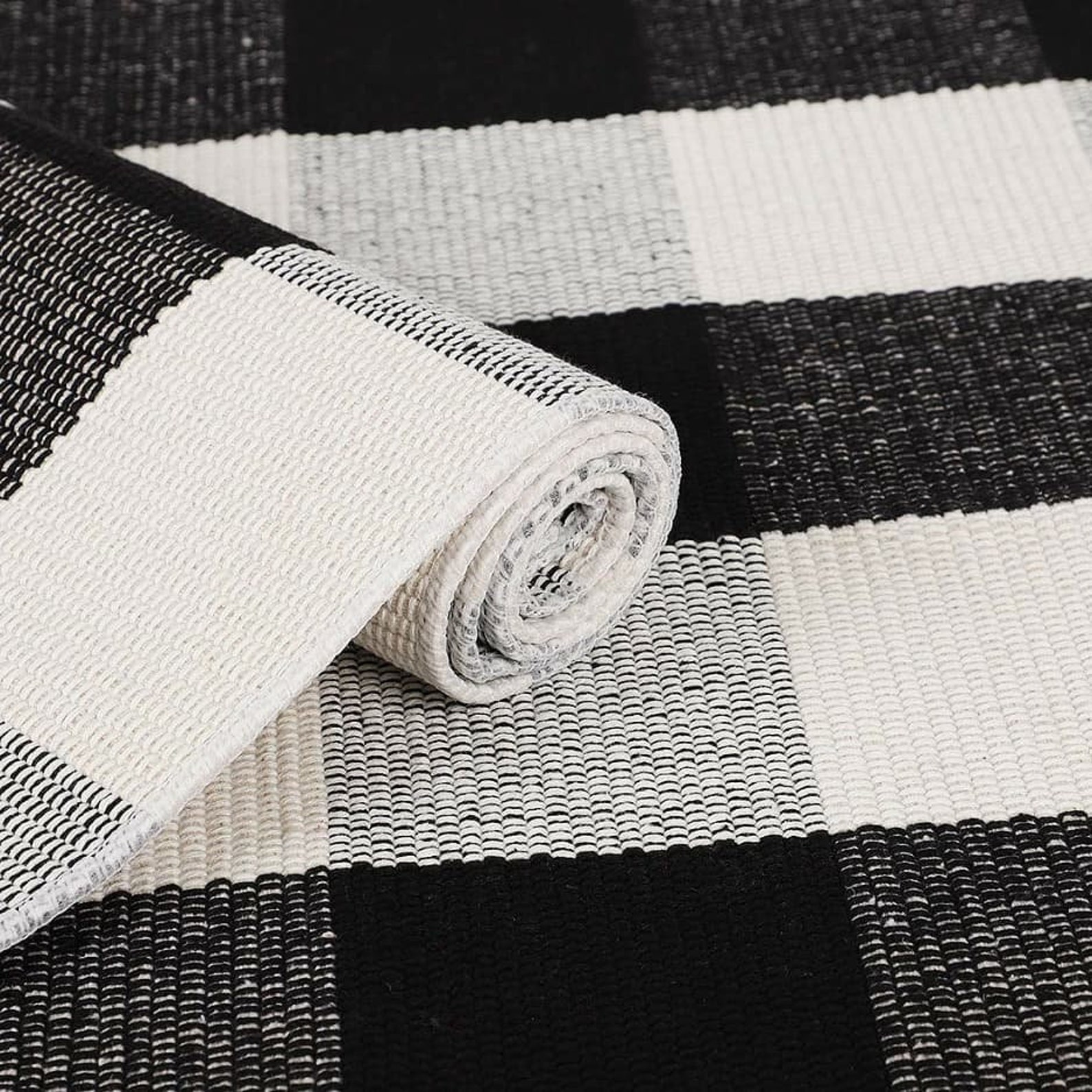 Buffalo Plaid Rug Black and White Check Rug Buffalo Plaid Etsy