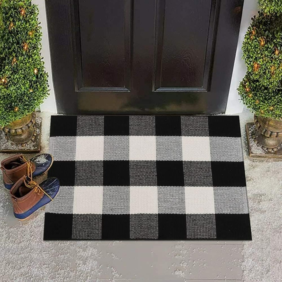 Buffalo Plaid Rug Black and White Check Rug Buffalo Plaid Etsy
