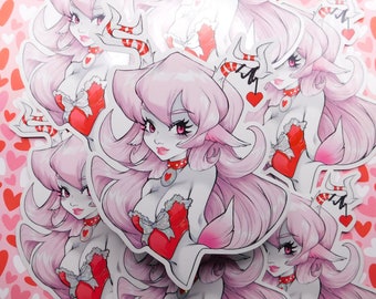 Valentine Fawn 3.8" x 5" Glitter Sticker