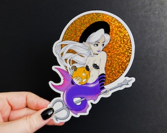Mermaid Witch Glitter Sticker 4.2"x5"