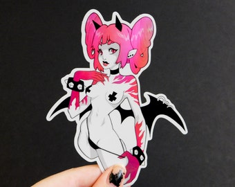 Pink Succubus Holographic Sticker 4"x4.9"