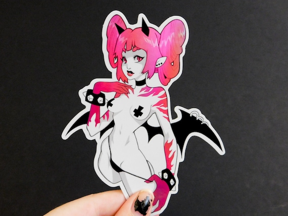 Pink Succubus Holographic Sticker 4"x4.9"