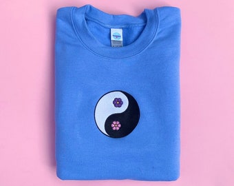 Flower Yin Yang Embroidered Sweatshirt
