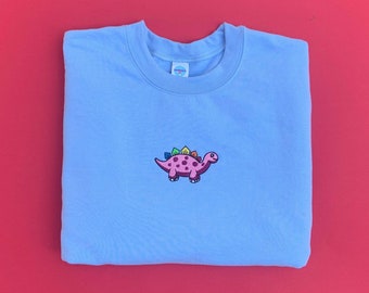 Cute Rainbow Dino Embroidered Sweatshirt | LGBTQ/Pride Clothes Sweater | Unisex sweater