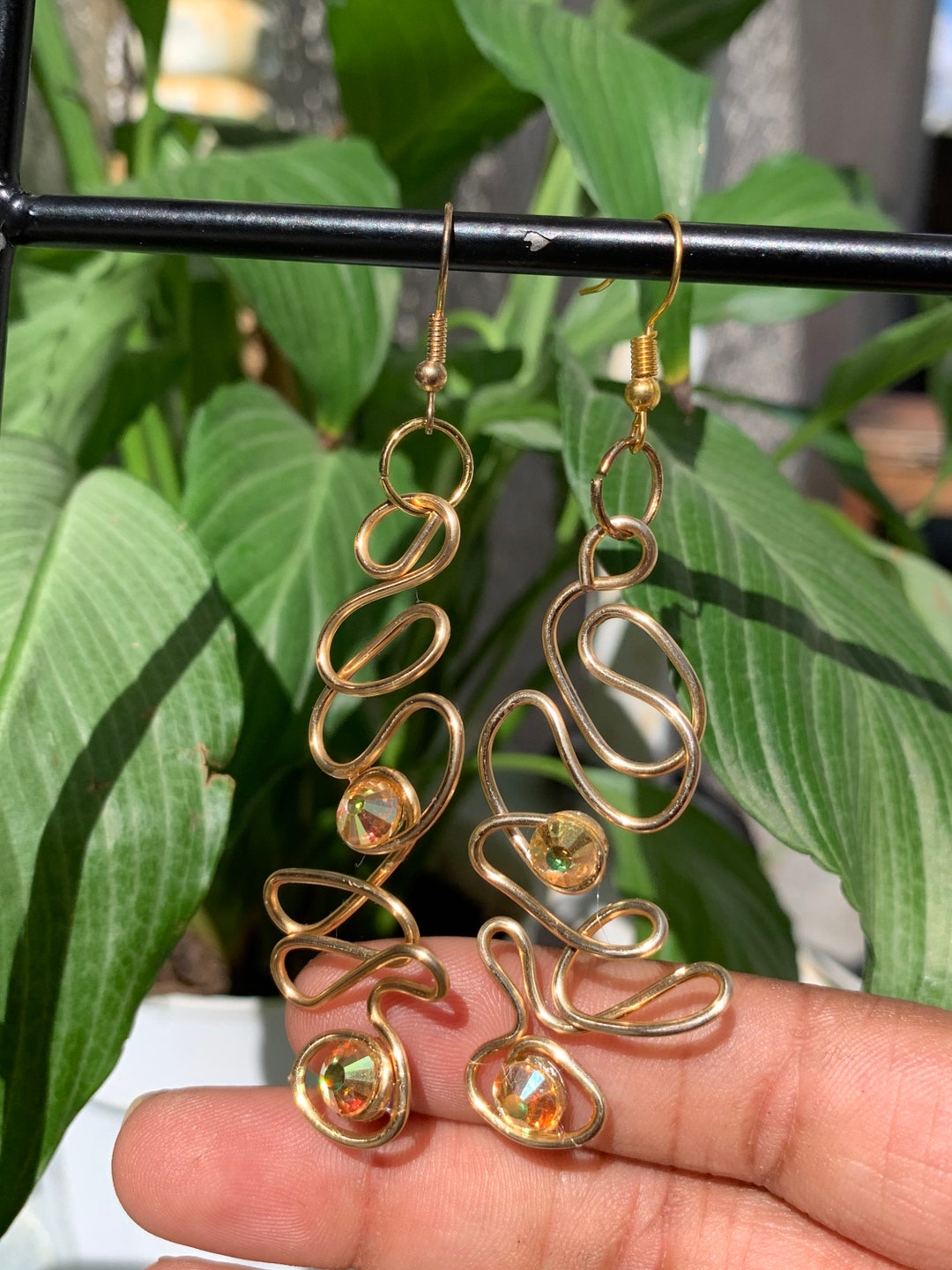 Golden Empress // Hand Wrapped Earrings Etsy