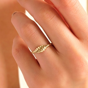 Here is Croissant Dome Statement Ring for women. Our Dainty Twisted Domed Thick Gold Band will be perfect Shower Jewelry as a birthday or anniversary night ceremony!