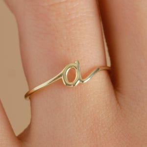 14k Gold Initial Ring, Custom A Letter Rigs, Monogram Word Alphabet Ring