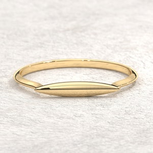Skinny Slim Signet Ring Line Bar Ring 14K Solid Gold, Custom Slim Initial Letter Ring Her, Gold Fine Line Stackable Minimalist Ring Women