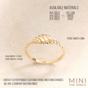 Here is Croissant Dome Statement Ring for women. Our Dainty Twisted Domed Thick Gold Band will be perfect Shower Jewelry as a birthday or anniversary night ceremony!