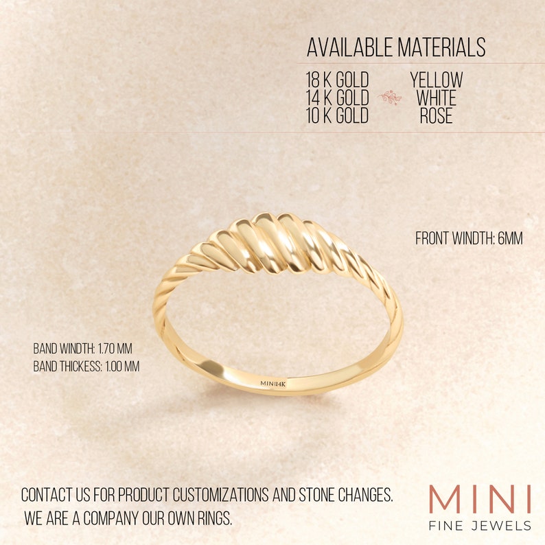 Here is Croissant Dome Statement Ring for women. Our Dainty Twisted Domed Thick Gold Band will be perfect Shower Jewelry as a birthday or anniversary night ceremony!