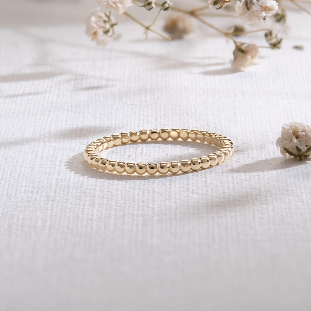 Ring Silver Band Tiny Gold Beads Small - Amy Tamblyn main image 1