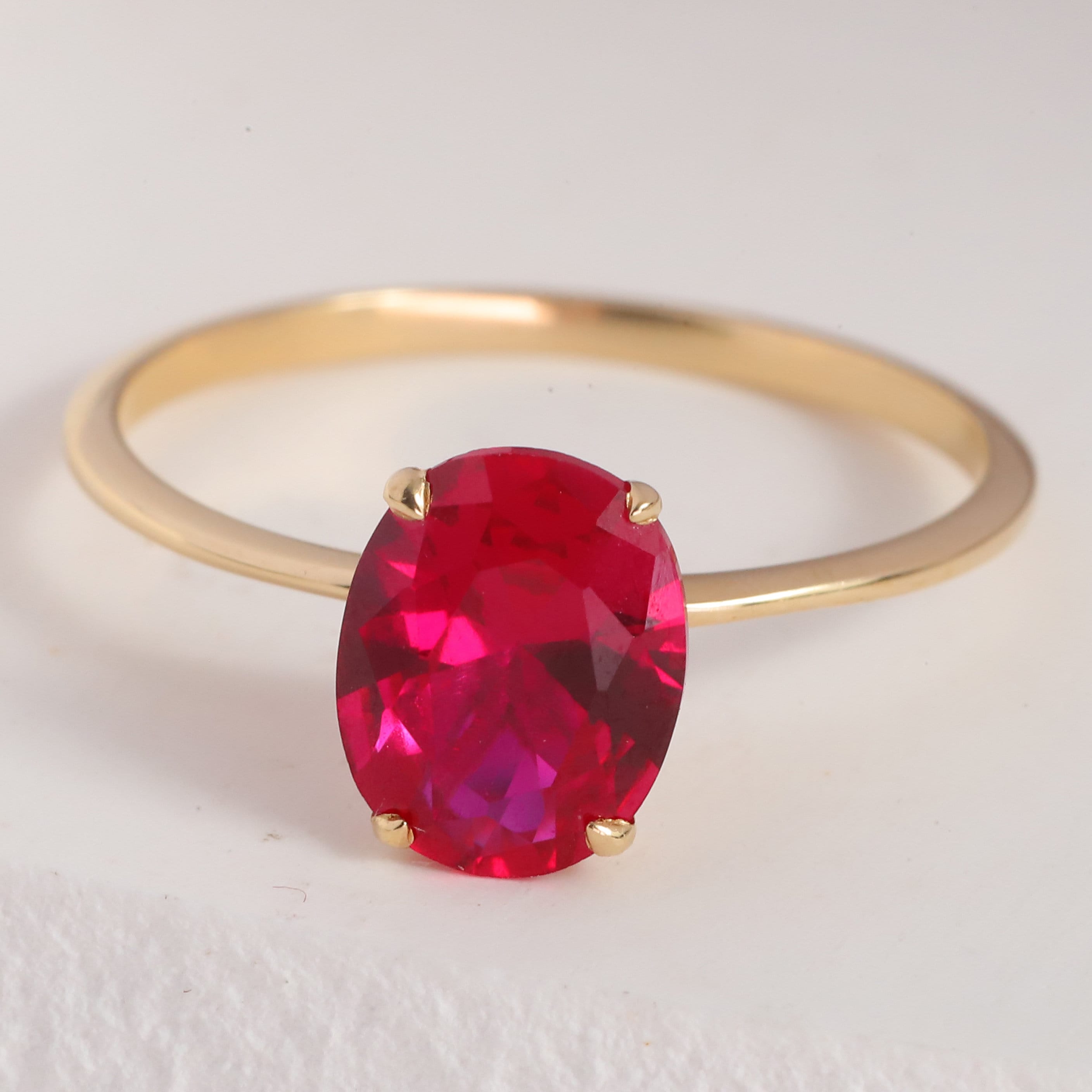 専用のリング Buy Oval Ruby Birthstone Ring, 14K Gold Red Gemstone Rings Online