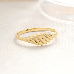 Here is Croissant Dome Statement Ring for women. Our Dainty Twisted Domed Thick Gold Band will be perfect Shower Jewelry as a birthday or anniversary night ceremony!