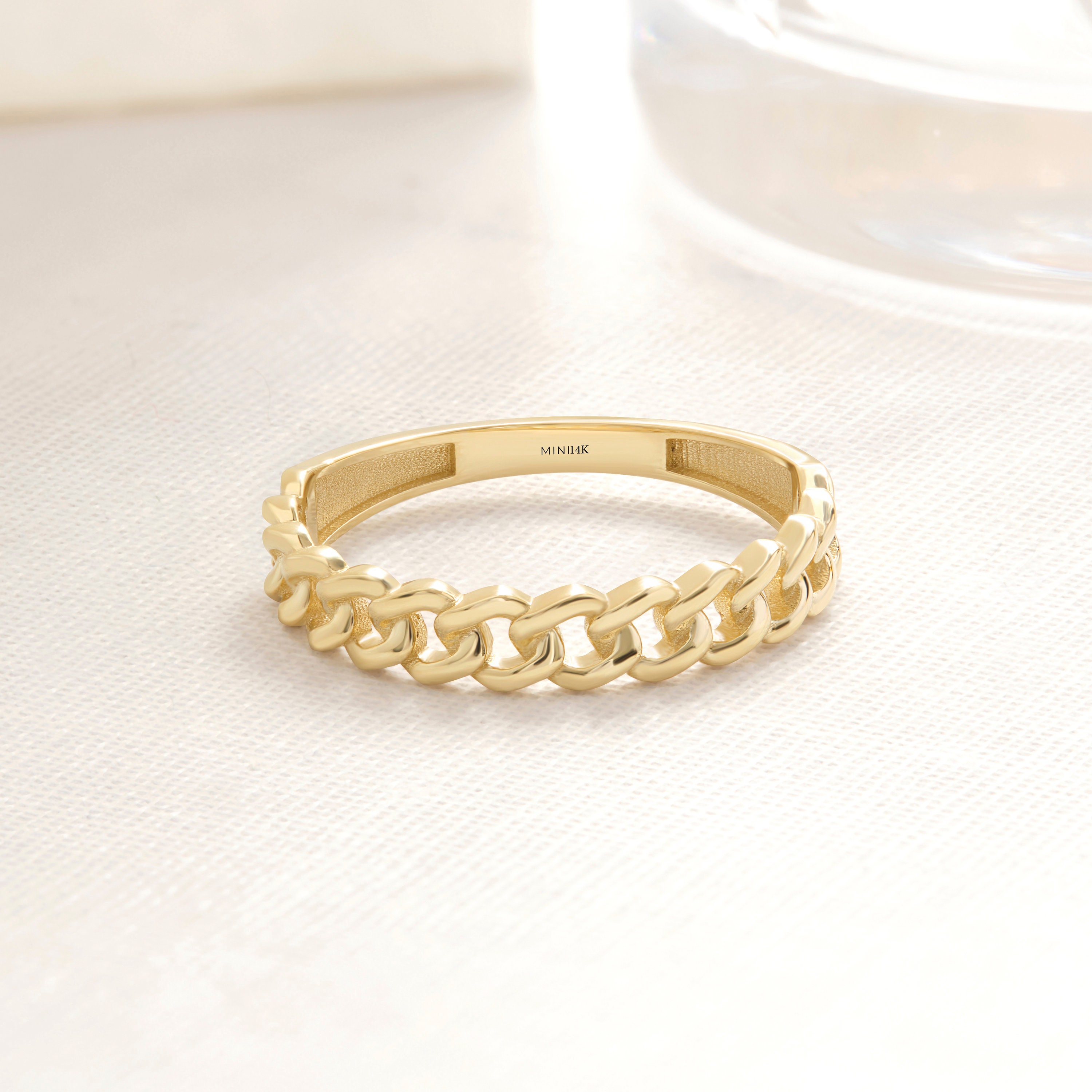 Solid Gold Chain Link Ring: Minimal Design Open Linked Rings - Etsy