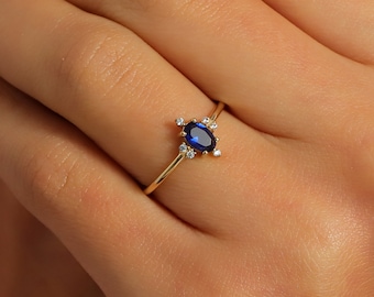 Sapphire Ring Gold, 14K Solid Gold, Engagement Ring, Handmade Jewelry, Blue Sapphire Ring, Birthstone Ring, Promise Ring, Anniversary Ring