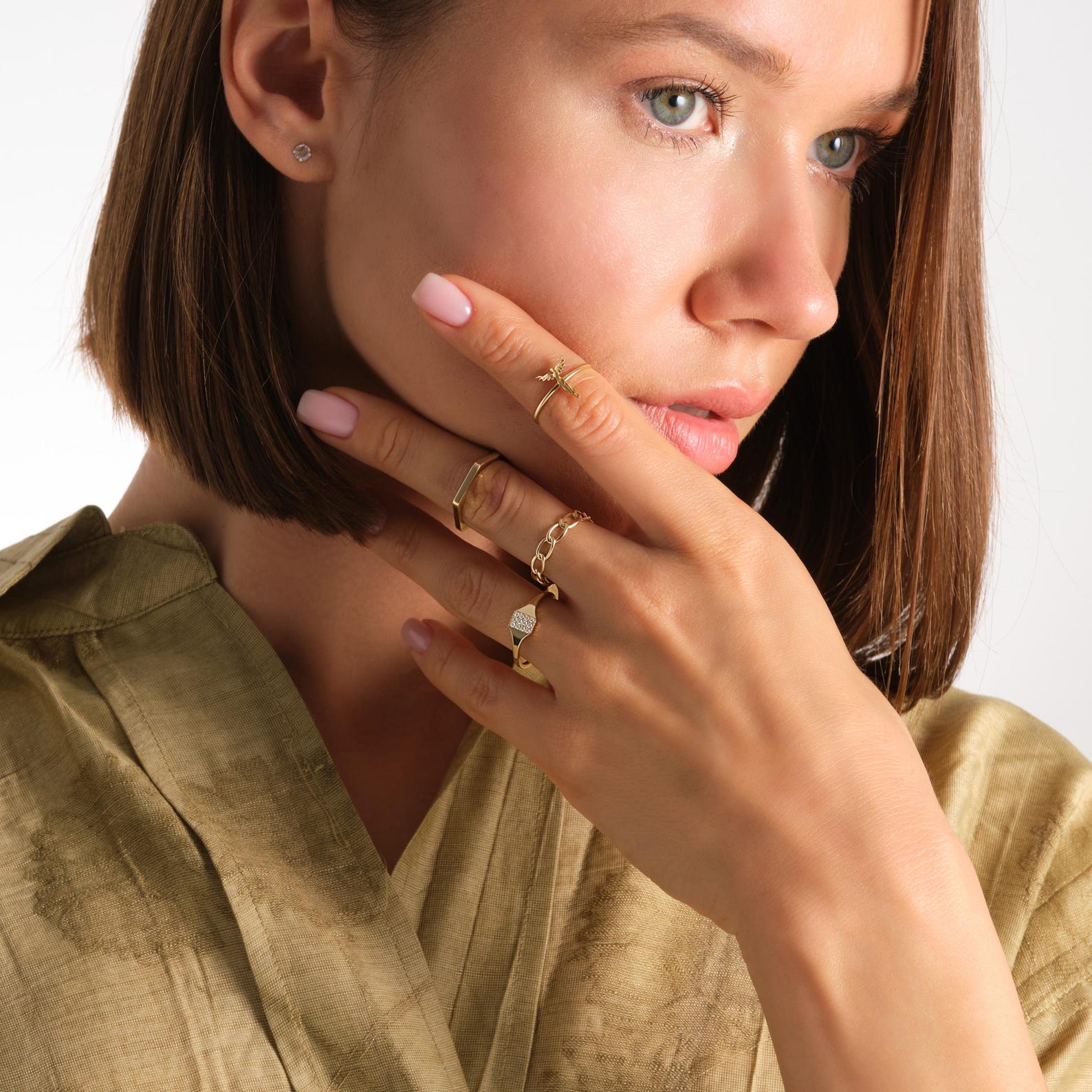 14K Solid Gold Angel Stackable Ring, Minimalistic Faerie Fairy Ring ...