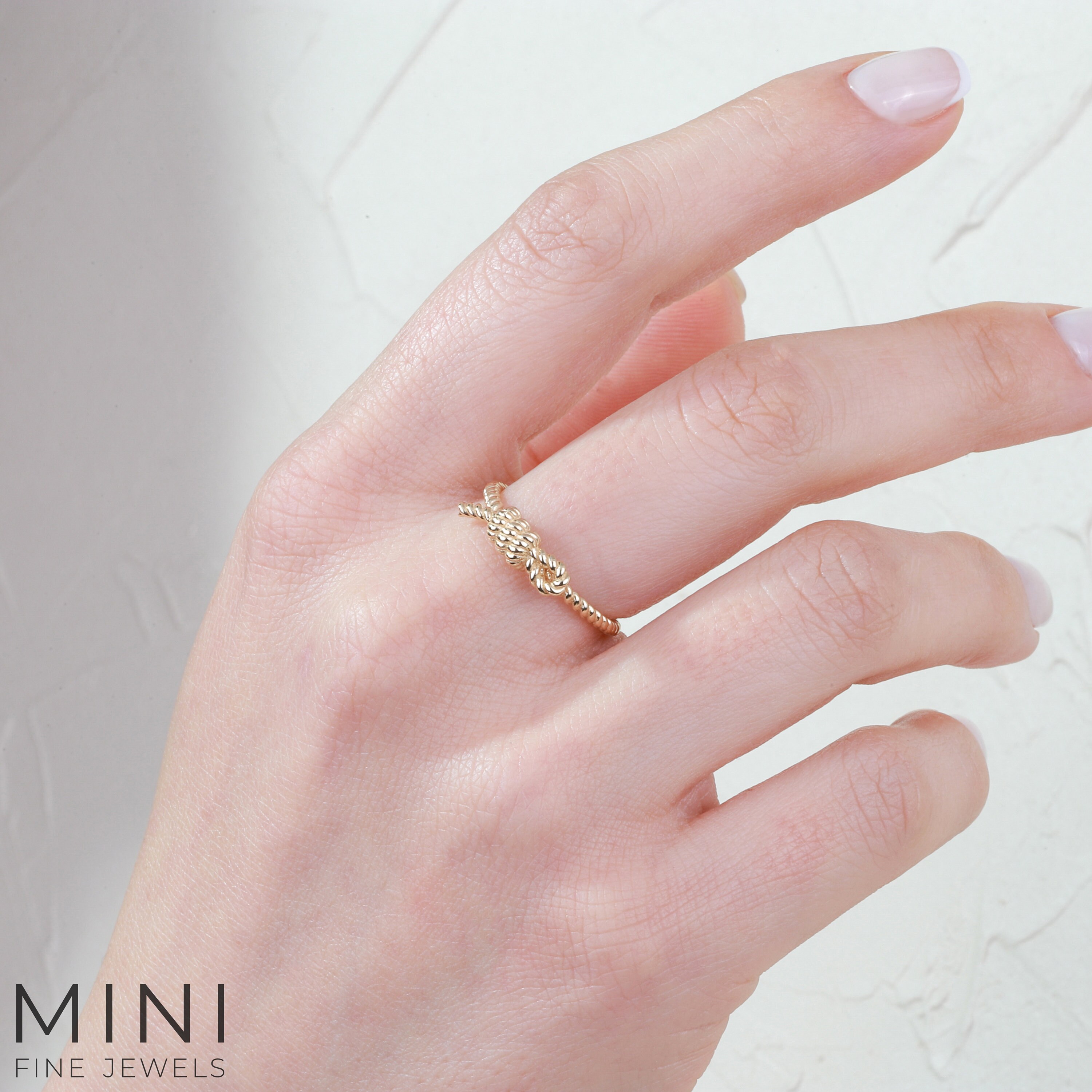 Double Rope Knot Ring 14K Solid Gold Stackable Rings, Love Twist Ropes ...