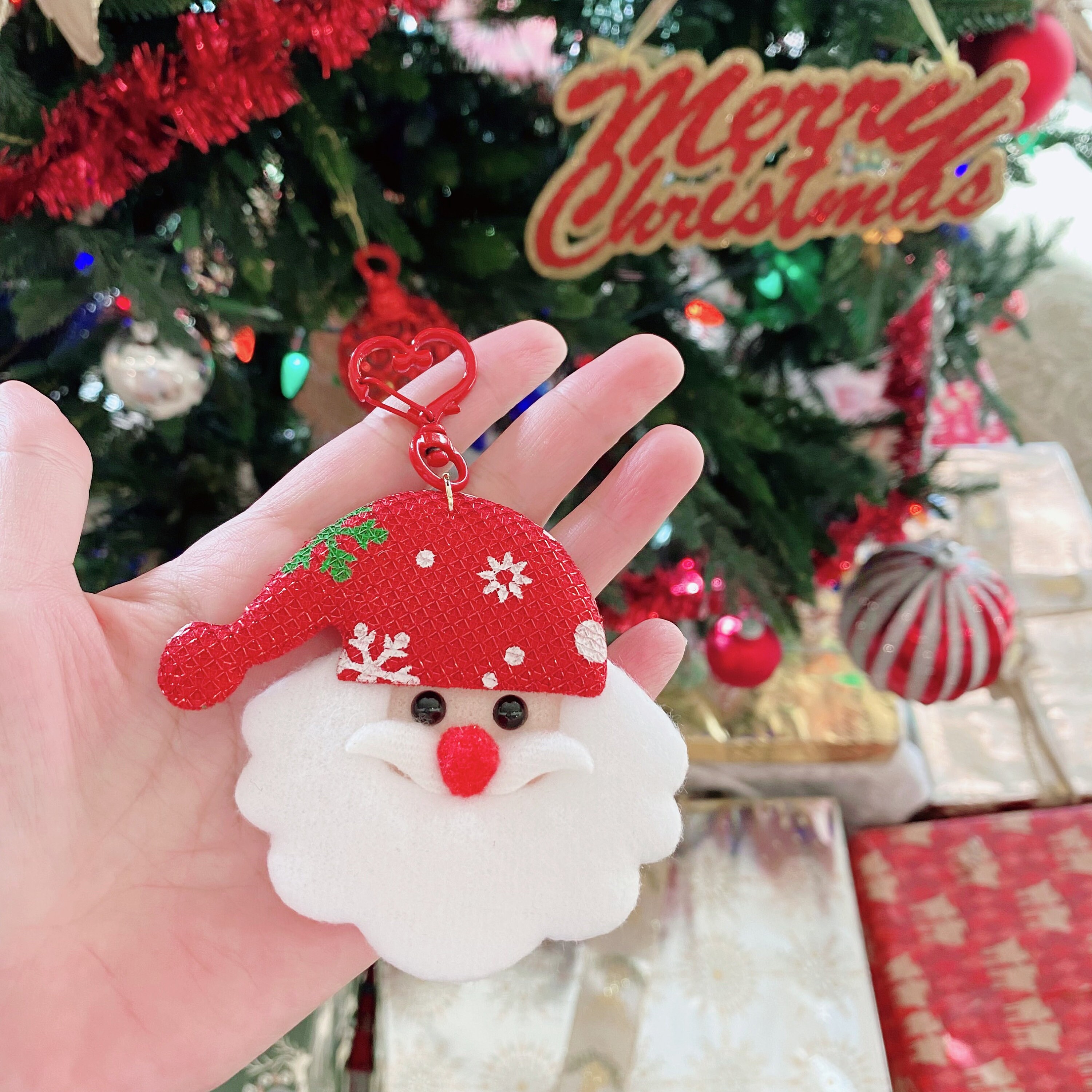Santa Key Rings Santa Keyring With Red Heart Clasp, Cute Christmas Keychain Gift - Etsy