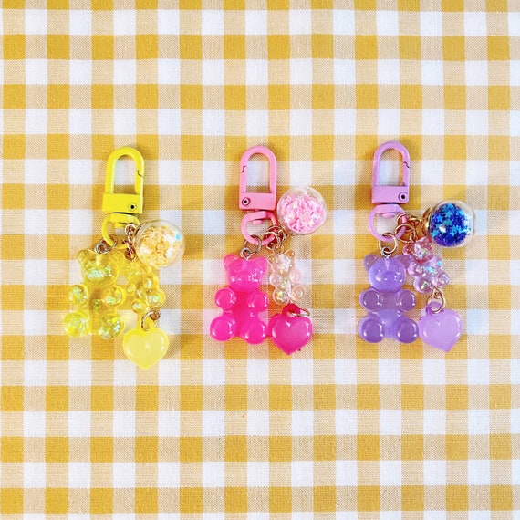 Cute Gummy Bear Keyring, Pink, Purple, Yellow Bear Keychain
