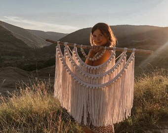 Large macrame wall hanging, Boho macrame mural, Macrame headboard, Yarn wall hanging, Woven tapestry, Textile backdrop, Housewarming gift