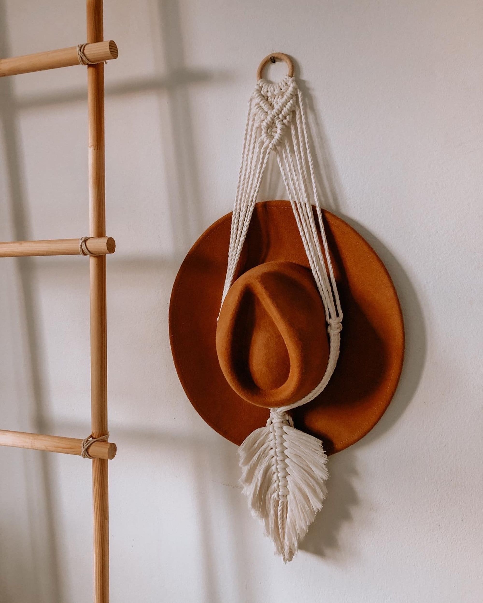 Macrame Hat Hanger Double Macrame Hat Holder Boho Hat - Etsy