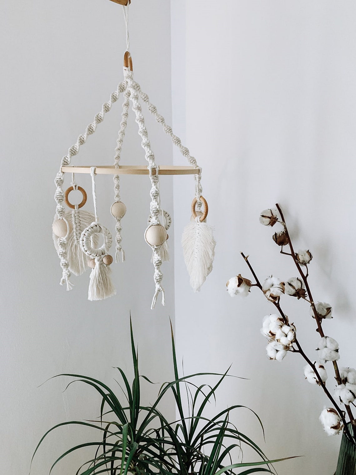 Macrame baby mobile Mobile bebe Baby crib mobile Hanging Etsy