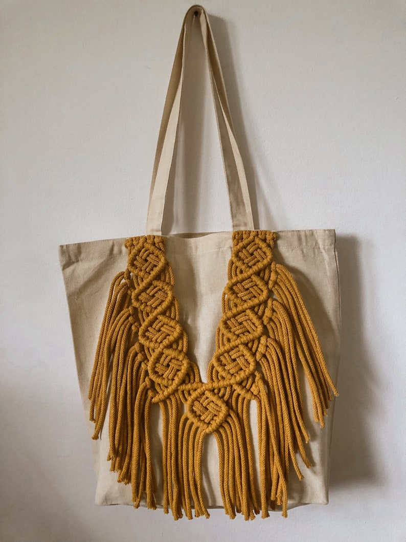 Mustard Macrame Tote Bag Maitresse/ Macrame Market Bag/ Zero - Etsy