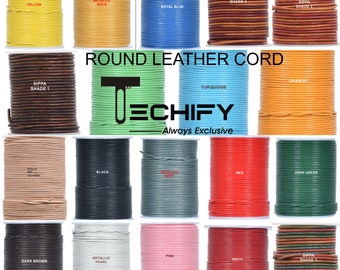 1/1.5/2/3mm Genuine Round Leather Cords For Jewelry Making Techify 100 meter