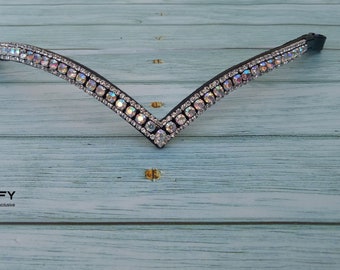 V Browband - English browband - Western browband - Crystal browband - Slim dressage browband - Curved Browband for horses - Custom Browband