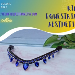 Sparkling Crystal Dressage Rhinestone Leather Blingy Browband For Show Stopping Horse Show Performance