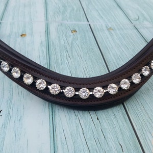 Elegant Crystal-Embellished Leather Browband - Premium Comfort & Style for Horses- all sizes available