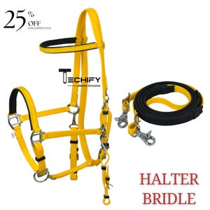 Horse tack Endurance Halter Bridle Set with Reins Waterproof, Soft, Super Strong | FREE Custom Name Brass Plate