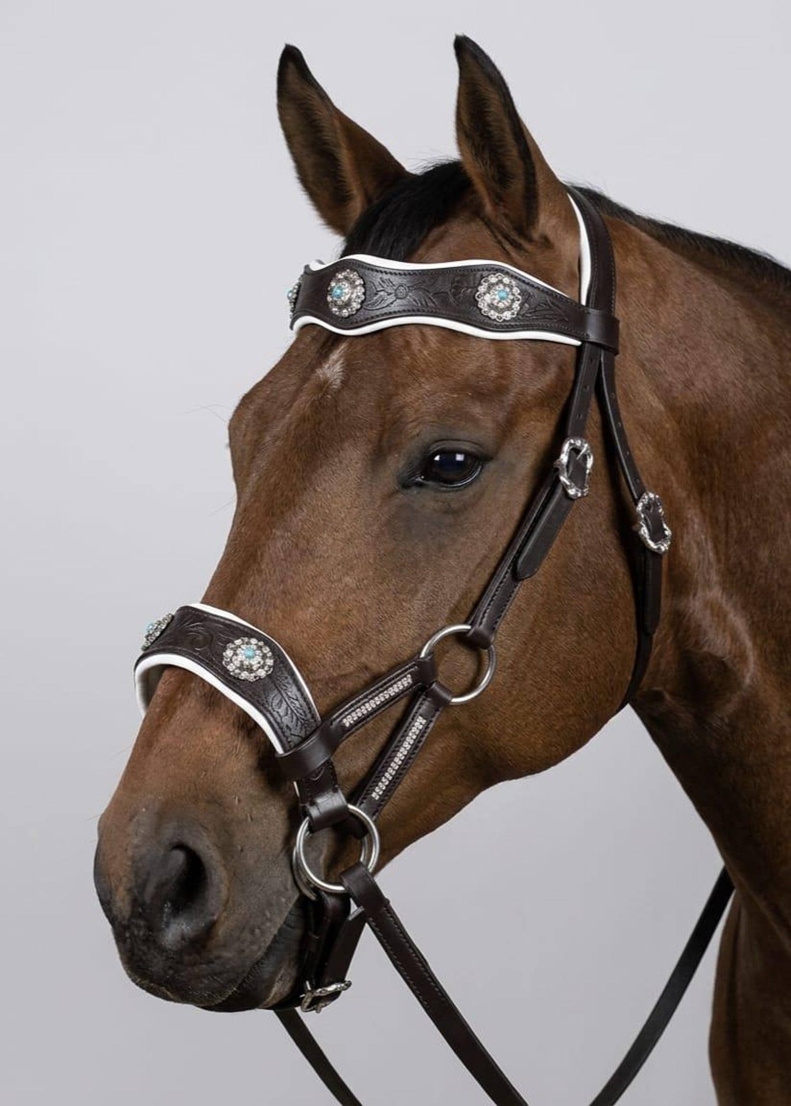 Side Pull Bit Sidepull Bitless Leather Horse Bridle Tack Dressage Equestrian Brass ...
