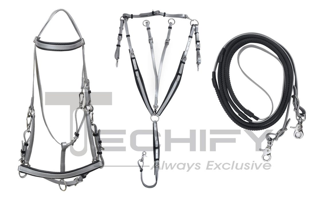 thumbnail interactive-video image 1 of 7pc Reflective Horse Tack Set – Bridle, Bit, Halter, Breast Collar, Leg Wraps – SHOWMAN Neon Yellow 1 of 6