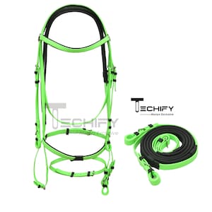 Neon Green Horse Bridle for Show or Everyday use Riding made of PVC material all sizes- multicolor and customization accepted