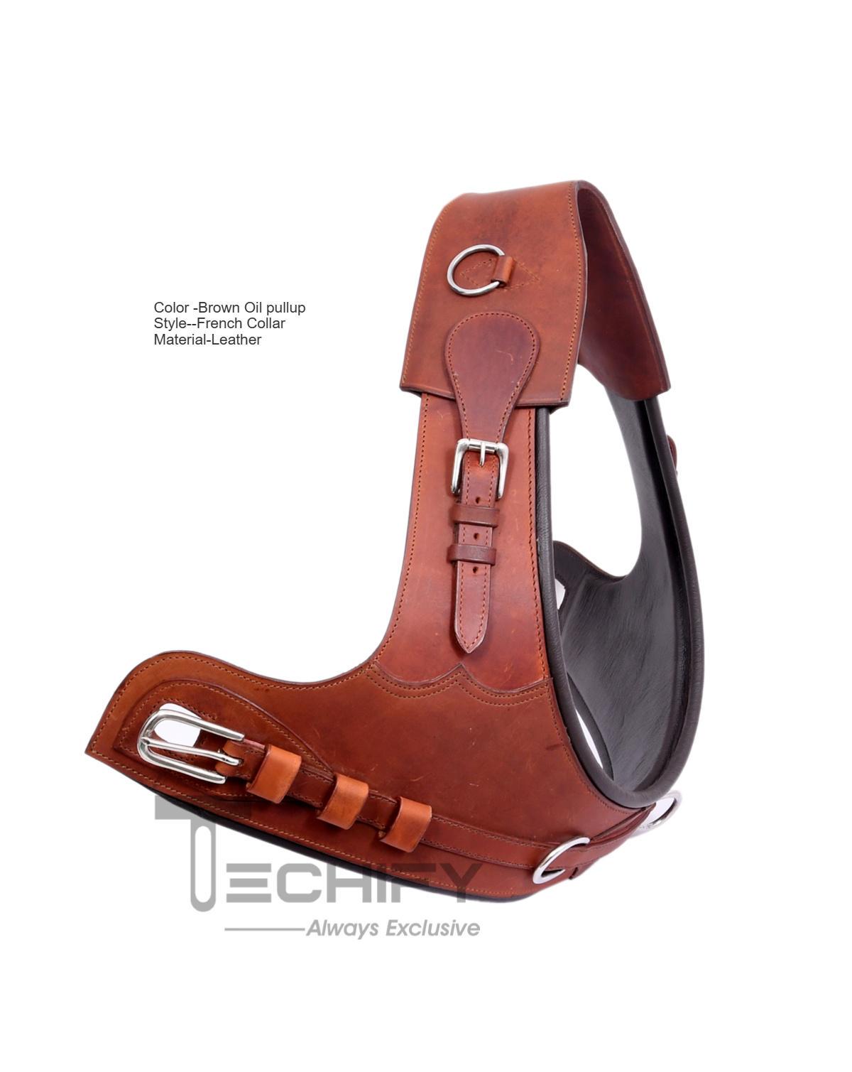 Brown leather deluxe comfortable fit french brollar athletic collar all sizes-Free brass custom name plate