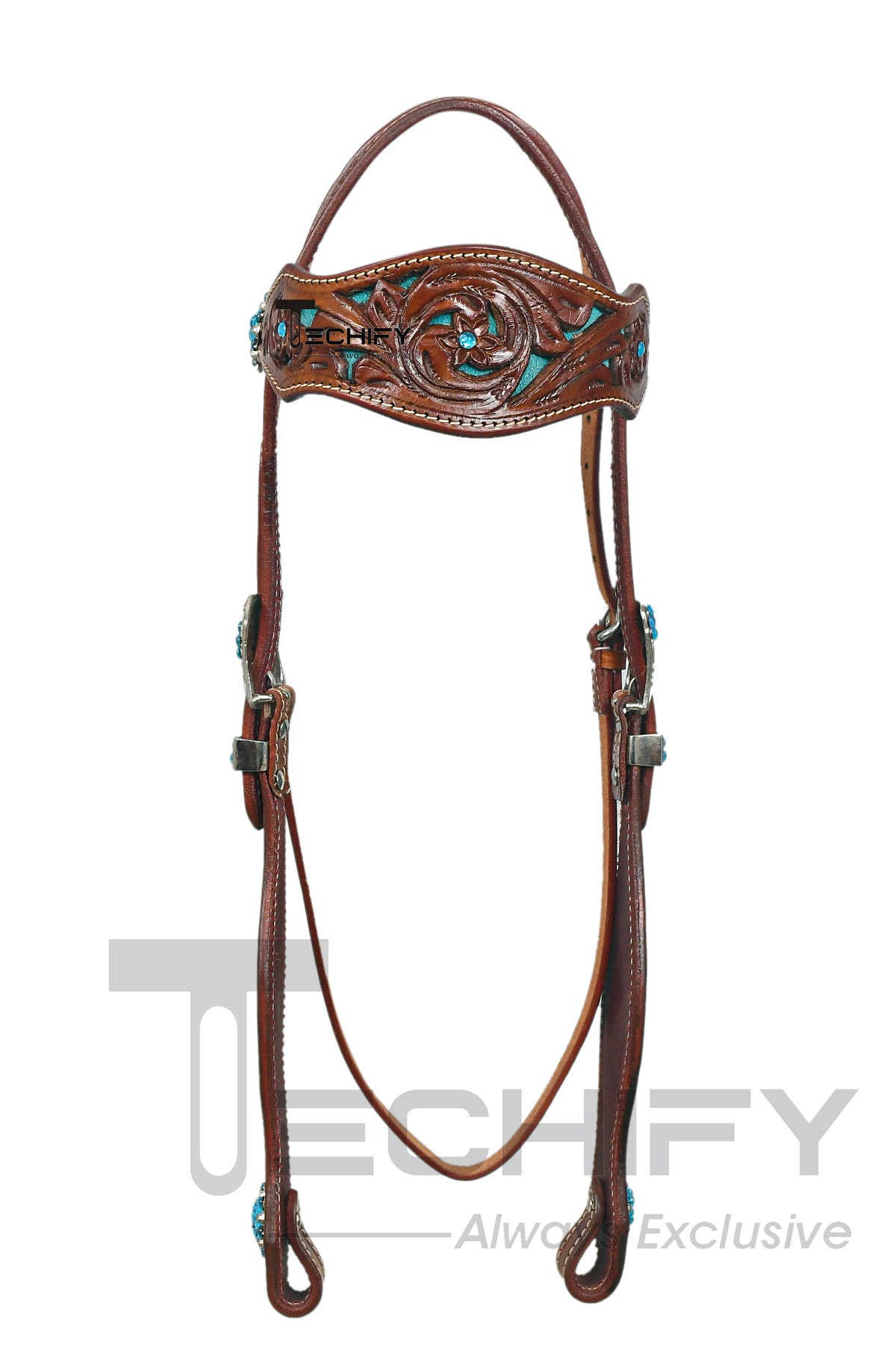 Western Horse Trail Barrel Headstall Breastplate Set Brown Colored Leaf