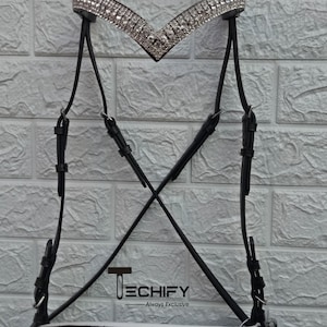 Bitless Leather Bridle Set with Blingy White Crystal Clear Dressage Browband for Horses - Comfortable and Stylish Equine Gear