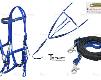 Horse Endurance Halter Bridle Reins with Breast Plate Set Equestrian Tack Breast Chest plate Halter Bridle Bridled Free Custom Name Plate